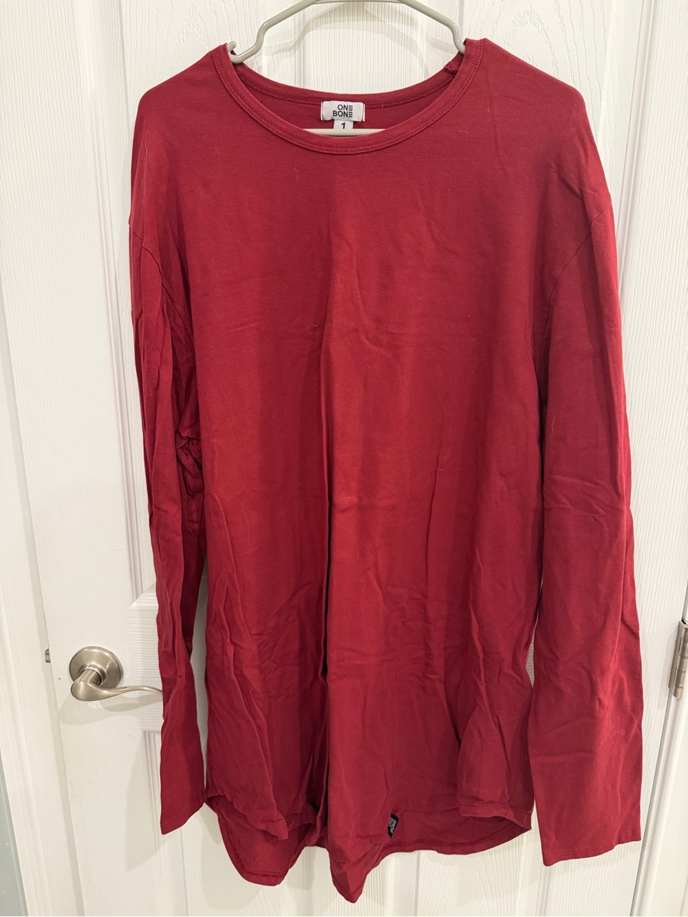 One Bone - Red Long-Sleeve Crew Neck Shirt - XXL